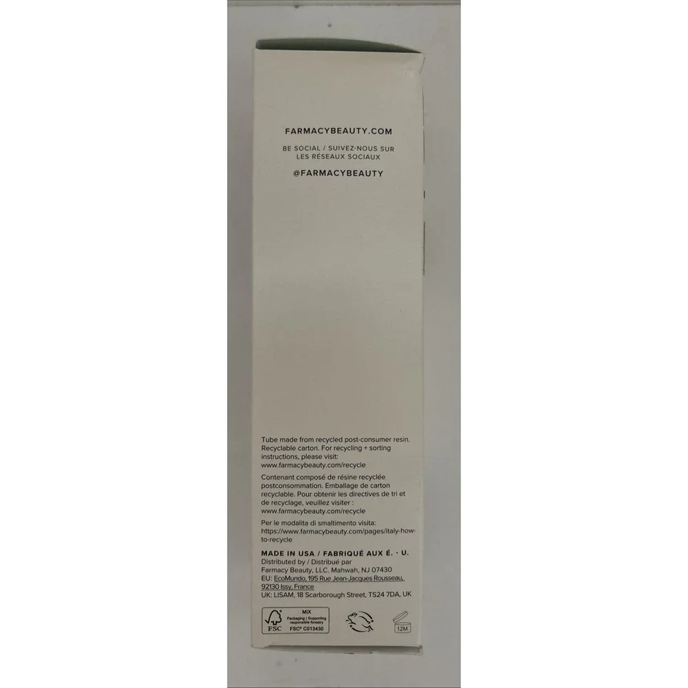 Farmacy Green Clean Gentle Creamy Cleanser With Moringa and Oats 5 Oz New